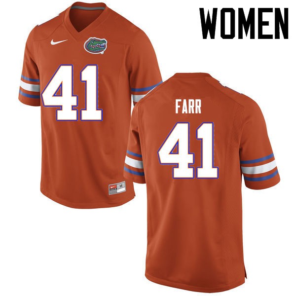 Florida Gators Women #41 Ryan Farr College Football Jerseys Orange